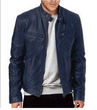 Fongt Business Gentleman Warm Zipper Open Shirt Pocket Decoration PU Leather Jacket Collar Collar Zipper Leather