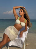 2025 New Color Collage Styloid Swimsuit Swimsuit Mesh Three-Piece Bikini