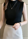 New Summer Bottom Sweater Xia Slim, Thin Sweater, Sleeveless Knitted Sweater, Put On A Girl.-Outfit