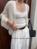 Fongt Xixi 13 Lines 2025 Autumn Black Standard Korean Version Of Wool Knitted Cardigan 25357