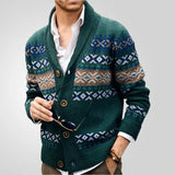 Fongt Men's Autumn And Winter Knitted Cardigan Collared Long-Sleeved Silk Coat