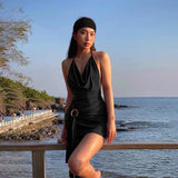 Fongt Spring New Fashion Sexy Back Royal Sister Wind Deep V Sling