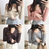 Fongt Long Sleeves Of The Jacket Lady With A Sweater In The Women's Autumn And Winter Blouse Multi-Colored Knitted