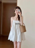 Fongt Women's Summer Pure Windy Backs And Eundressing Embroidery Sumpension Short Dresses