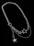 Silver Necklace with Rhinestone Star Pendant and