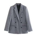 New Five-Color Casual Loose Thousand Bird Checkered Suit Coat-Outfit