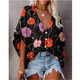 Tees Button V Neck Sexy Casual Befree Short Sleeve