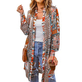 Fongt Beach Coat Bohemian Shirt Clips Loose Casual Printed Long Cardigan Women's Clothing