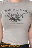Women Goth Clothes y2k Crop Tops Summer 2023 T shirts Grunge 2000s Trashy Aesthetic Short Sleeve Tees Young Girls