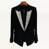 Fongt Star Fashion Celebrity Temperament Heavy Industry Drill Nails A Buckle Repairsuit Jacket