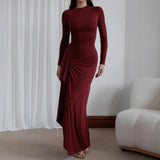 Fongt 2025 New Women's Fashion Sexy Slim Slim Open Fork Dress Dress