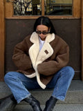 Fongt Women's Fashion For Autumn And Winter 2025 Loose Warm Retro Lamb Wool Coat D79245