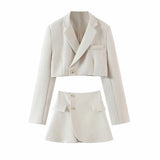 New Blogger Lapel Slimming Short Suit Jacket + High Waist Short Skirt Suit-Outfit