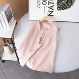 New V-Collar Single-Breasted Two-Color Suit Vest-Outfit