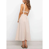 Fongt / Summer 2023 New Dew Back Hollow Solid Color Fashion Commuter Dress 1390-Outfit