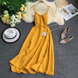 New-Coming Spring Summer Holiday Long Dress Cross Spaghetti Strap Open Back Beach Style Ankle-Length Women