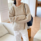 Fongt And Winter New Jacket Sweater Women Thick Lazy Style French Loose Collar Sweater Long-Sleeved Women's