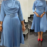 Autumn Fashion African Solid Color Pleated