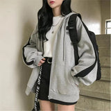 Sweatshirt Women Fashion Long Sleeve Zip Up Hoodies Oversized Printed Thick Jacket Female Clothing Harajuku Pullover