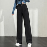 Fongt Wide Leg Pants Female Autumn Bf Large Size Fat Mm High Waist Show Thin Straight Tube Sense Suit Pants Female Professional Wear Summer-Outfit