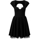 Dark Bat Shape Mall Gothic Hollow Out Dresses Women Grunge Black Aesthetic Partywear Alt Emo Punk Short Sleeve Summer