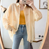 Fongt Striped Sunscreen Women's Spring And Summer 2025 New Thin Thin Chiffon Shirt Mid-Long Open Shirt