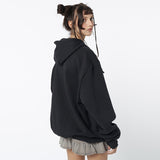 Skeleton Print Zip Up Loose Oversized Hoodie-Outfit