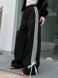 Black Striped Bow Cargo Pants-Outfit