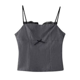 New Spring Style Satin Lace Splice Halter Top 3067132-Outfit