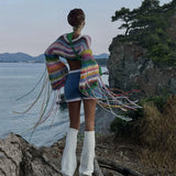 Fongt Autumn And Winter Explosion Of Women's Rainbow Tussel Holiday Style Loose