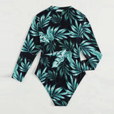 2025 New Swimsuit Women Conservative Bikini Long-Sleeved Surf