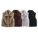 Fongt Women's Clothing 2025 Autumn New Casual Street Fashion Vest Artificial Fur Blouse