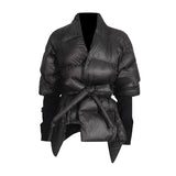 Fongt Wind 2024 Winter New Splicing Knit Cuffs Primary Personality Cut Cotton Clothes Padded Coat Female-Outfit