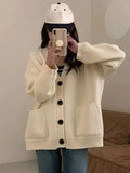 Women Solid Big Pocket Loose Casual Long Cardigan Coat Warm Autumn and Winter New Oversize Cardigans for Women