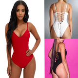 Fongt Vest Female Sling Striped Back Tethered Large-Size Sexy Solid Color Triangle泳suit Bikini