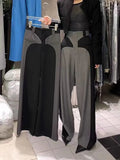 2023 Spring NewDesign Sense Color Contrast Patchwork Suit Pants Women's High Waist Slimming Loose Wide Leg Mop Pants-Outfit