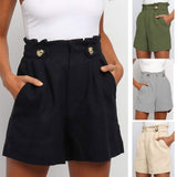 Summer Solid Color High Waist Frill Baggy