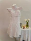 Fongt Pajamas Women 2025 New Summer Pure Lust Lace Spring And Autumn Small Breast With Breast Pad Sling Syringe Set