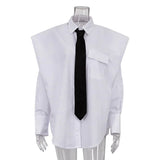 Autumn New Long Sleeve Lapel Shirt Women's Design Niche Tie White Shirt Vestidos-Outfit