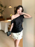 Fongt Xixi 13 Lines 2025 Summer New Temperament Collar With Small Shirt Chiffic Short-Sleeved T-Shirt Top Women 89340