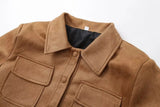 Brown Suede Crop Jacket-Outfit