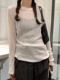 Solid Color Thin Long Sleeve Knit-Outfit