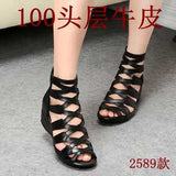 summer Fashion sandals genuine leather soft outsole comfortable open toe wedges mother shoes flat