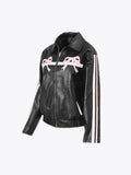 Black Bow Faux Leather Biker Jacket-Outfit