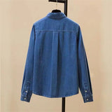 New Vintage Denim Shirt Jacket Women Loose Blouses Spring Autumn Blue Jean Outerwear Female Long-sleeve Casual Shirts
