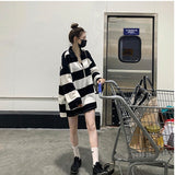 Vintage Oversized Stripped POLO Sweatshirt Fashion Strip