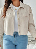 Fongt Large Women's Corduroy Short Casual Coat