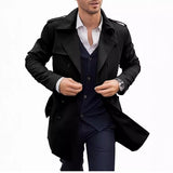 Fongt New Autumn And Spring Men's Coat In The Long Double Buckle Casual Wind Jacket Cardigan Jacket