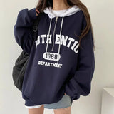 Vintage Letter Print Zipper Oversized Hoodie-Outfit