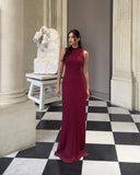 Knitted Turtleneck Pleated Tank Maxi Dress-Outfit